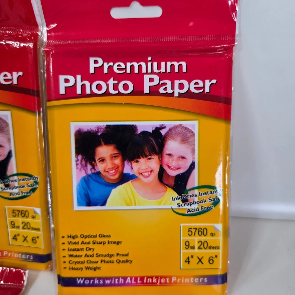 Lot of 4 Premium Photo Paper 4x6 Glossy Inkjet 5760dpi 20 Sheets Ea New Sealed